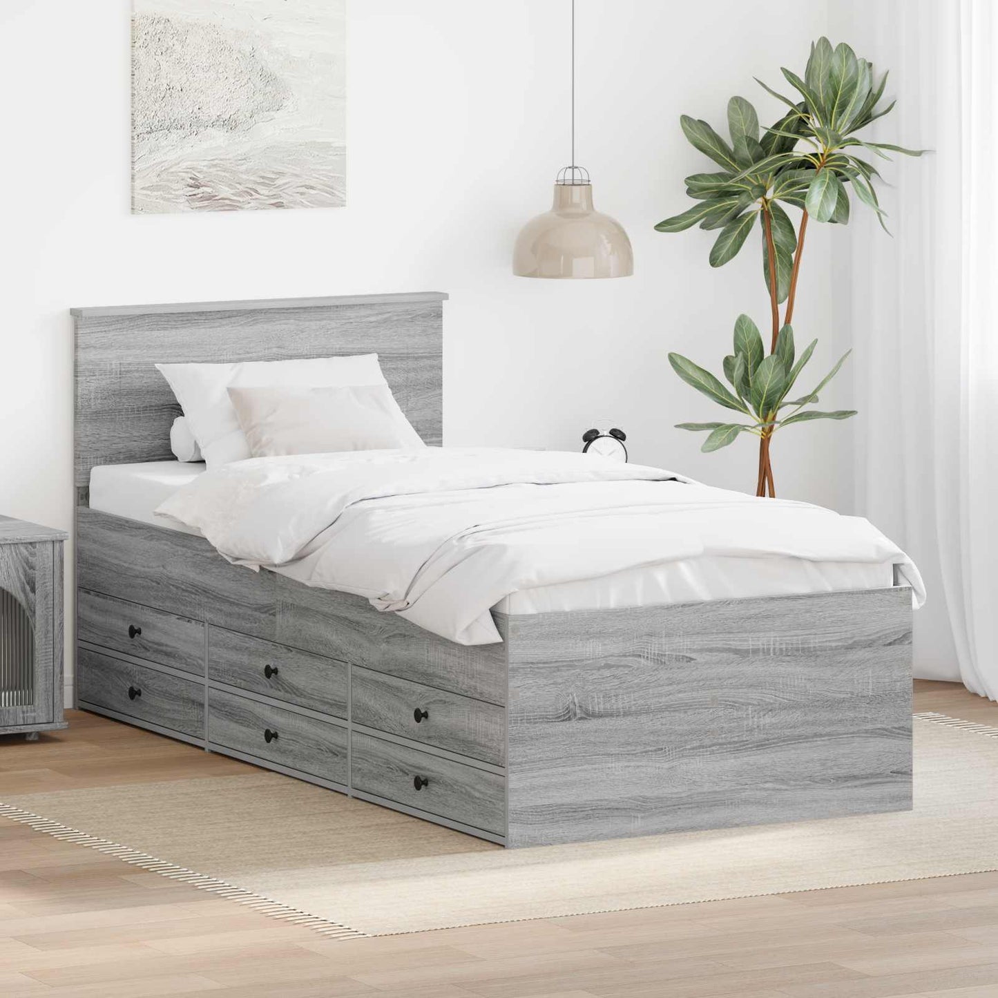 Daybed Grigio Sonoma e Nero 75 x 190 cm Legno multistrato