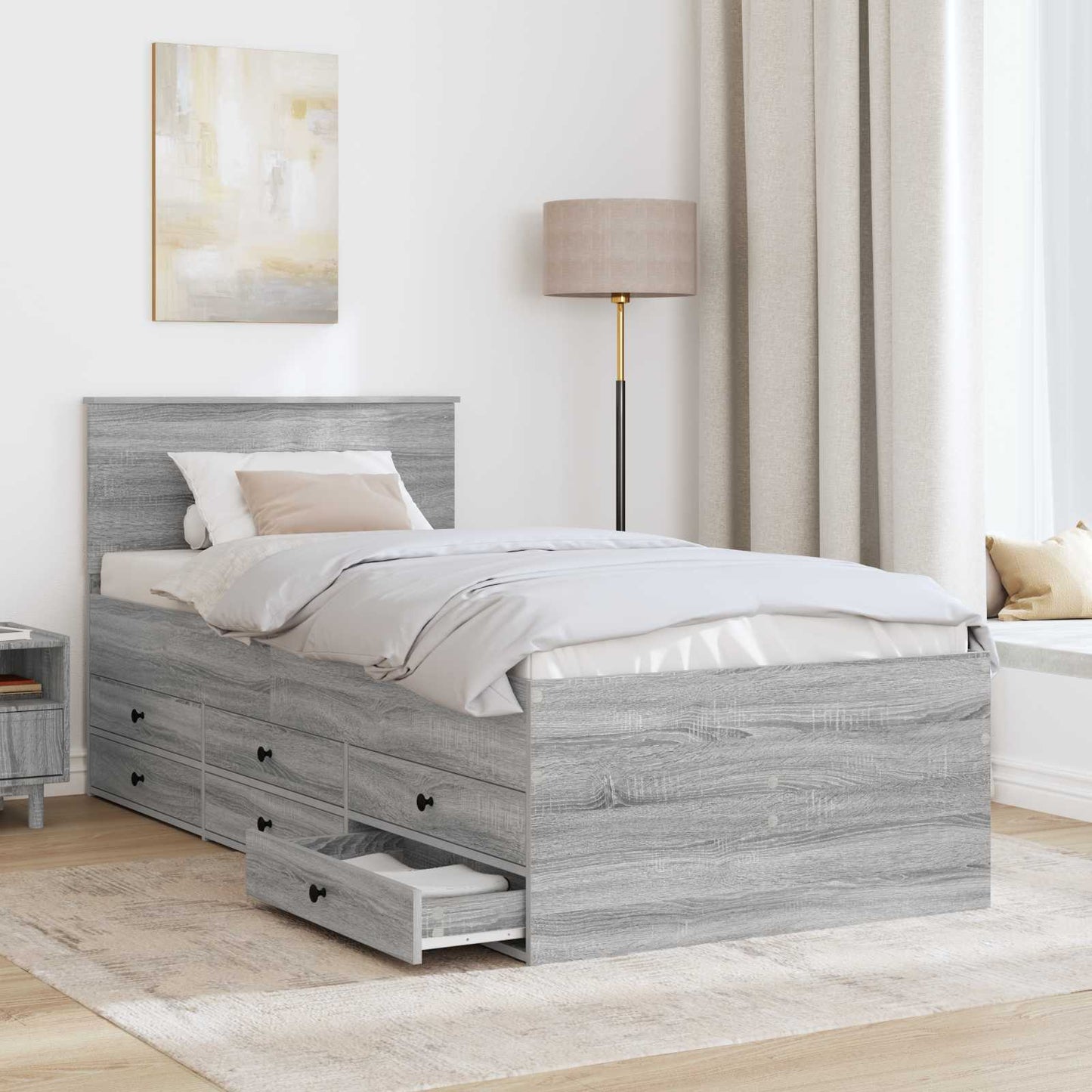Daybed Grigio Sonoma e Nero 75 x 190 cm Legno multistrato