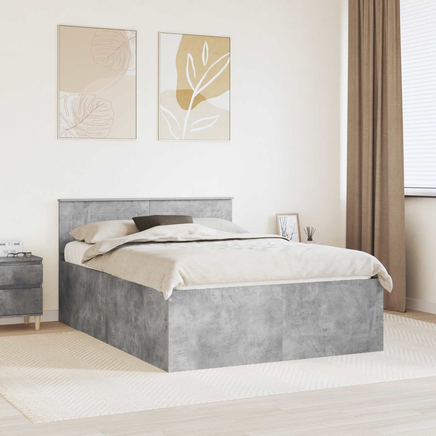 Struttura del letto con testiera Grigio cemento 160 x 200 cm