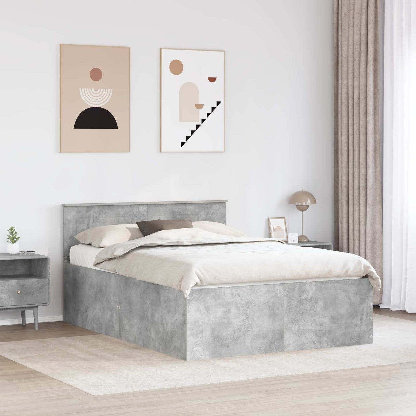 Struttura del letto con testiera Grigio cemento 160 x 200 cm