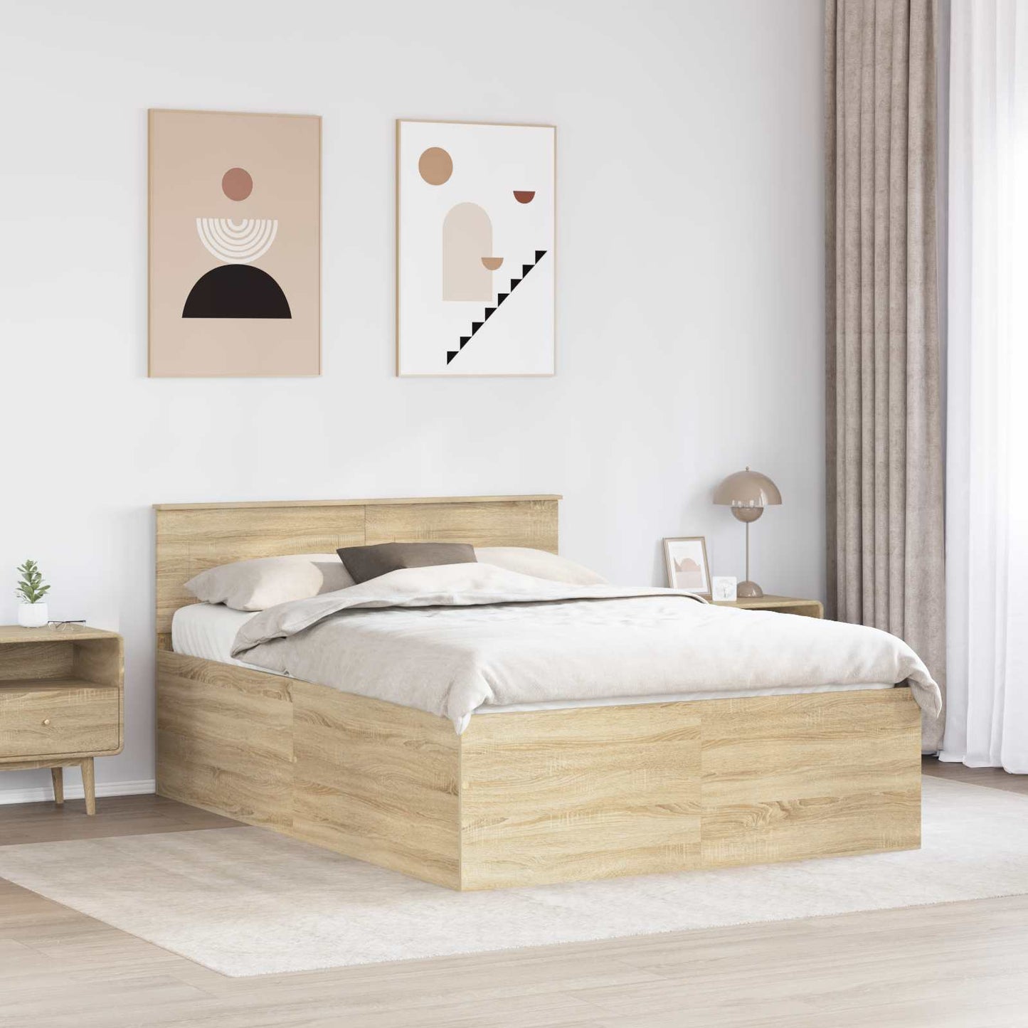 Struttura del letto con testiera Rovere Sonoma 150 x 200 cm | homemem39