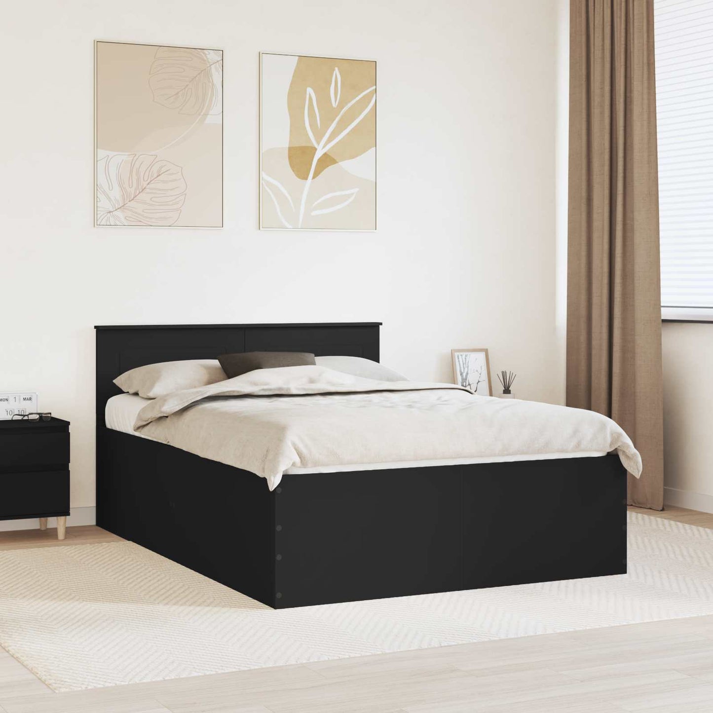 Struttura del letto Nero 140 x 190 cm Legno multistrato