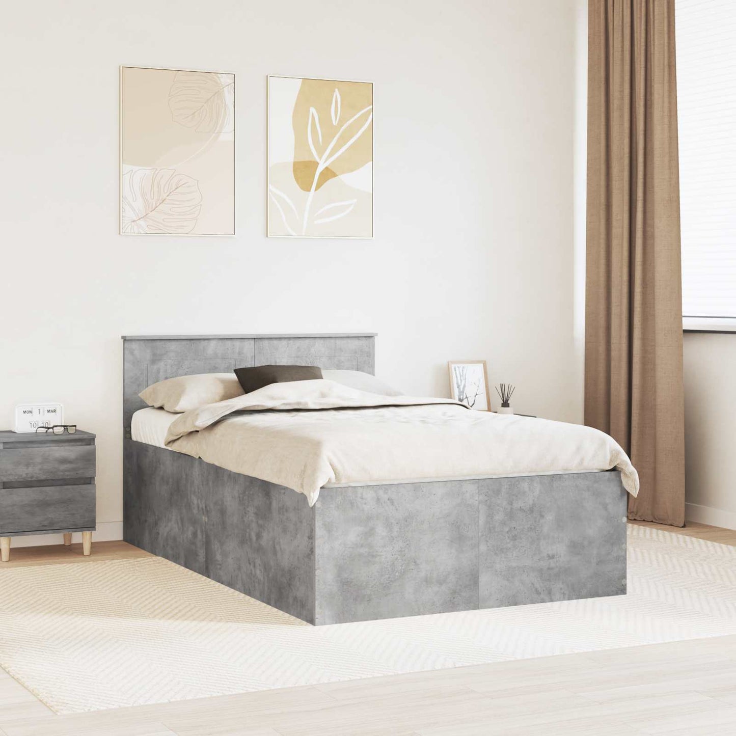 Struttura del letto con testiera Grigio cemento 120 x 190 cm