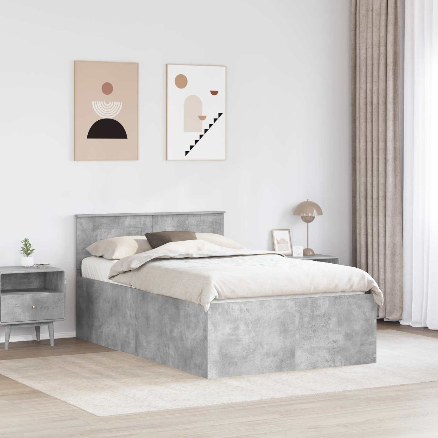 Struttura del letto con testiera Grigio cemento 120 x 190 cm