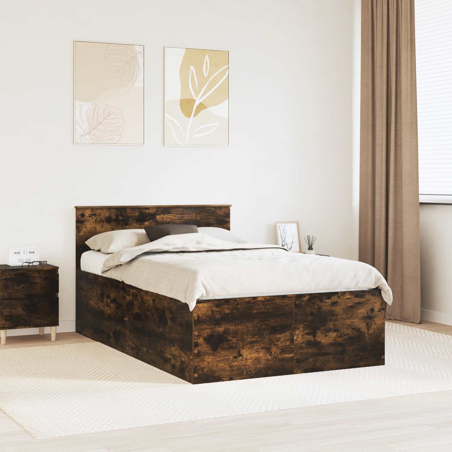 Struttura del letto Rovere fumé 120 x 190 cm Legno multistrato