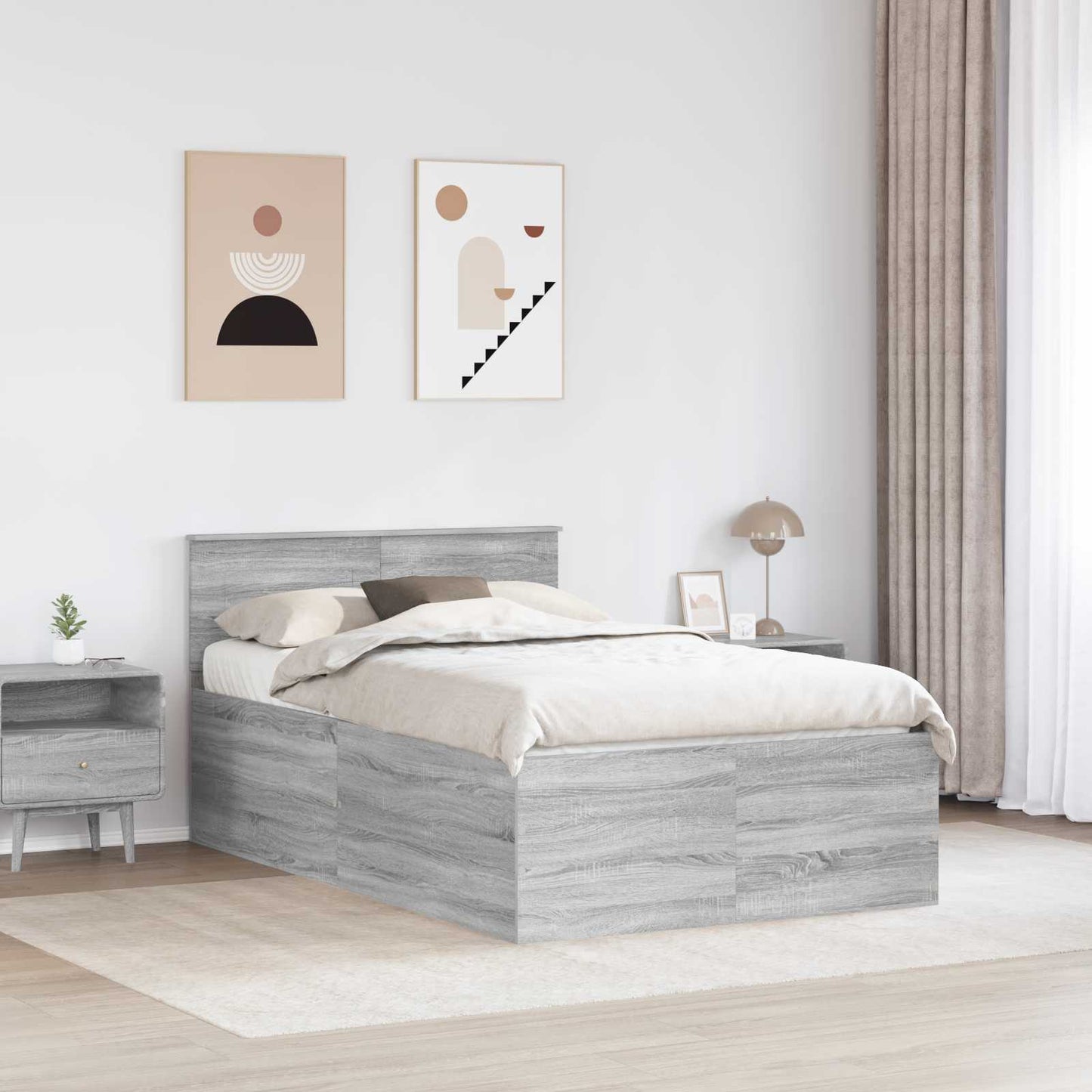 Struttura del letto con testiera Grigio Sonoma 120 x 190 cm