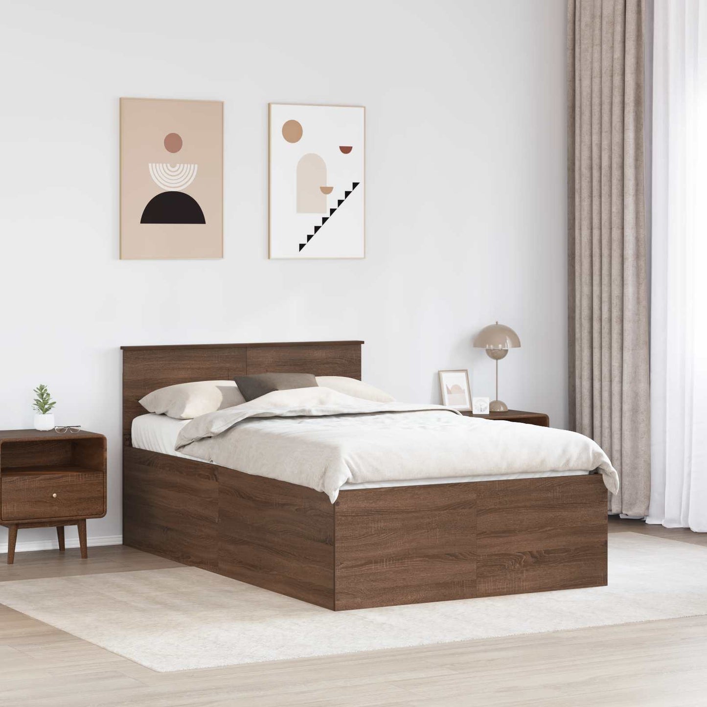 Struttura del letto con testiera Rovere Marrone 120 x 190 cm