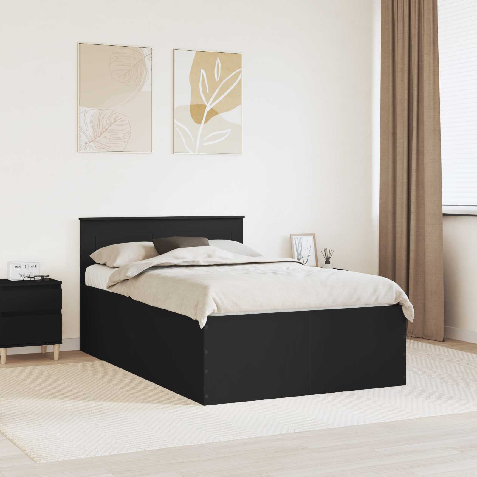 Struttura del letto Nero 120 x 200 cm Legno multistrato | homemem39