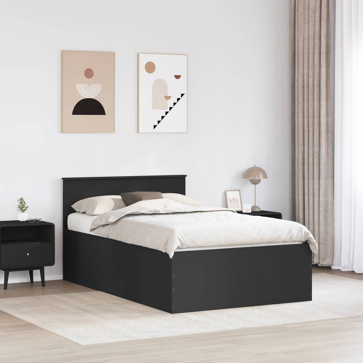 Struttura del letto Nero 120 x 200 cm Legno multistrato | homemem39