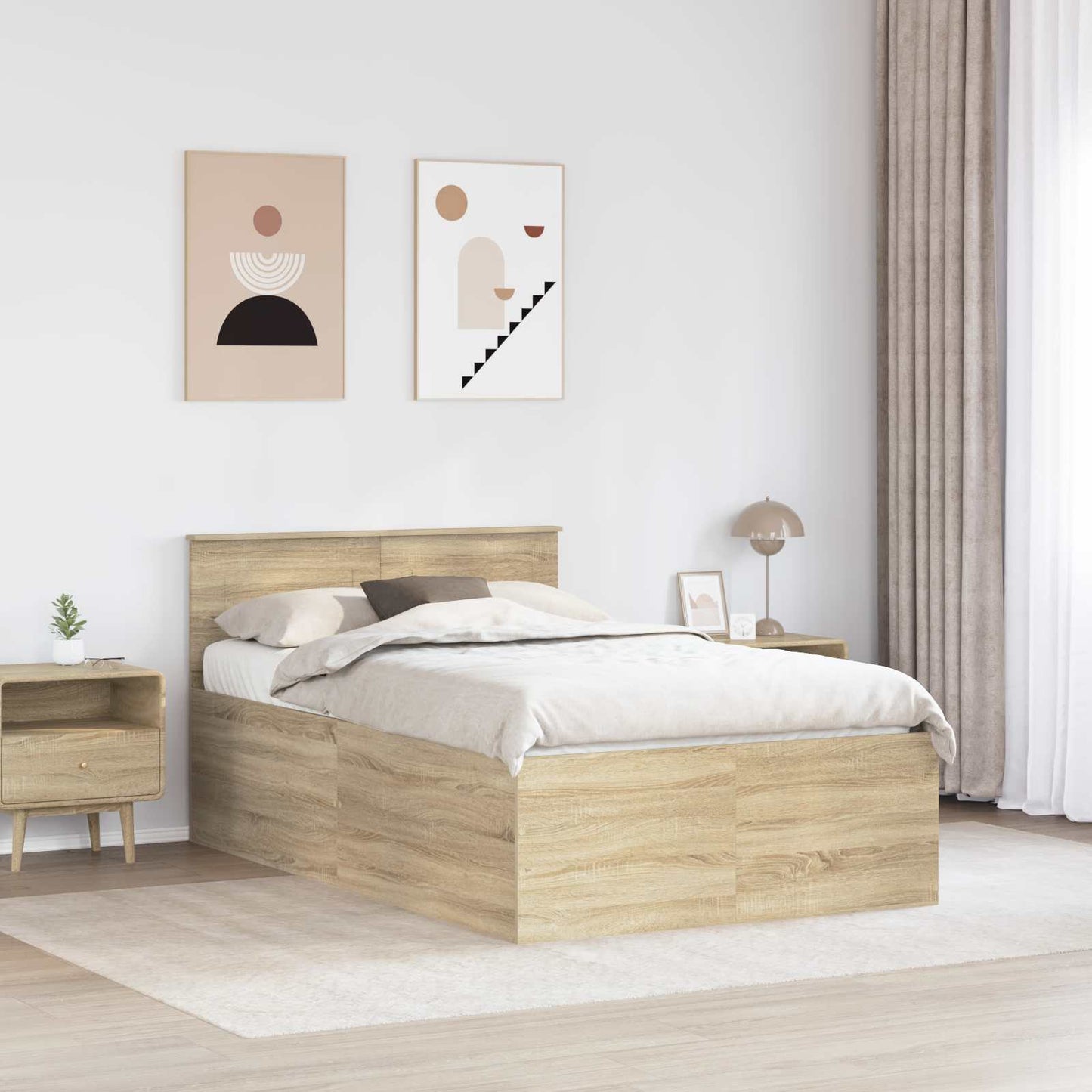 Struttura del letto con testiera Rovere Sonoma 120 x 200 cm