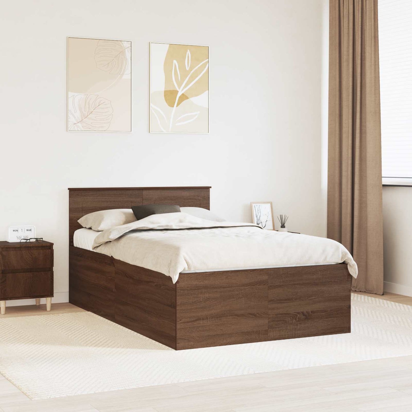 Struttura del letto con testiera Rovere Marrone 120 x 200 cm