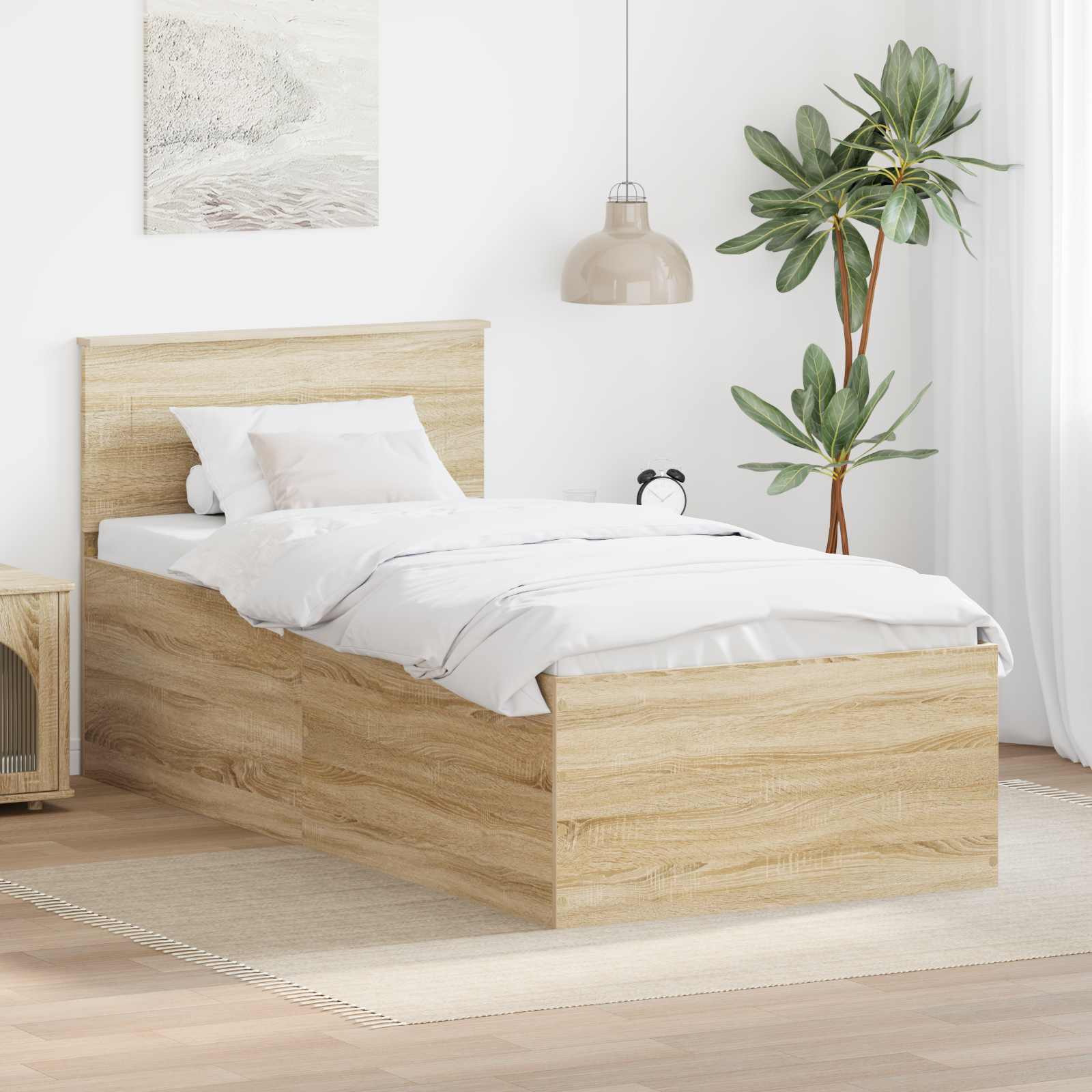Struttura del letto con testiera Rovere Sonoma 120 x 200 cm | homemem39