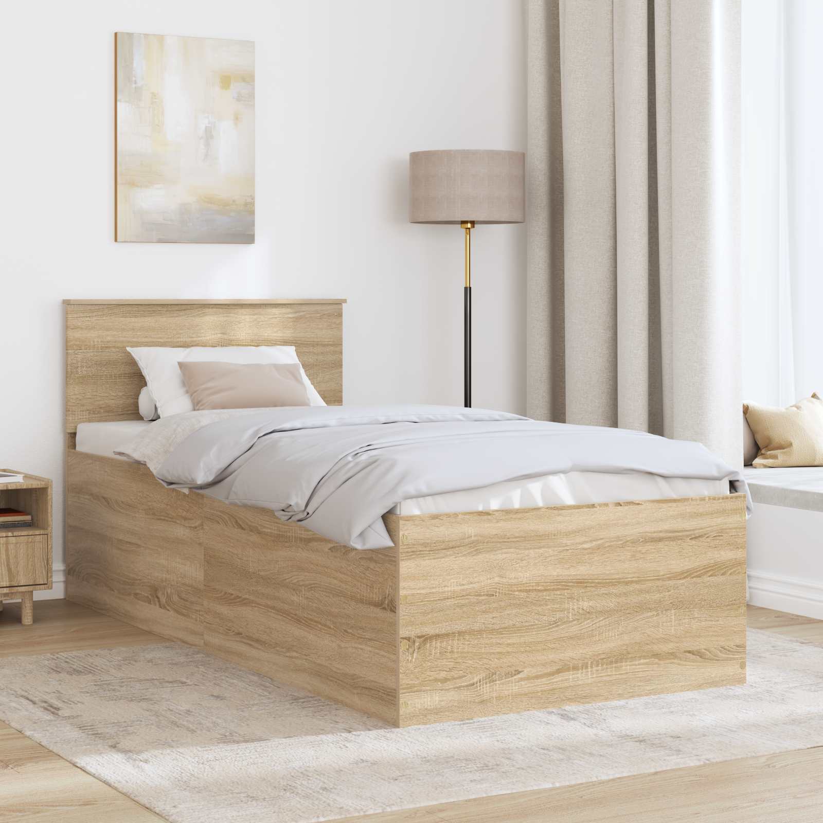 Struttura del letto con testiera Rovere Sonoma 120 x 200 cm | homemem39