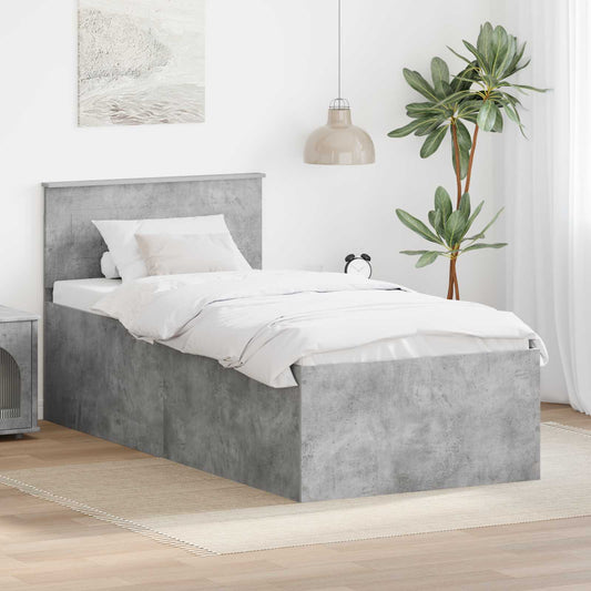 Struttura del letto con testiera Grigio cemento 90 x 190 cm