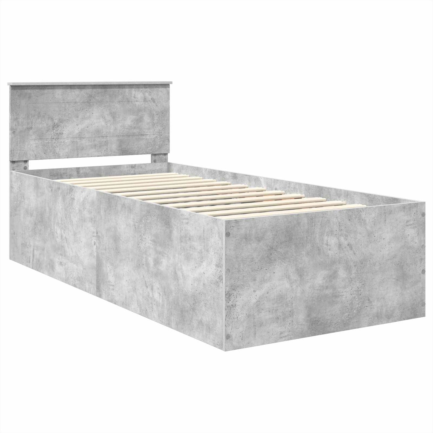 Struttura del letto con testiera Grigio cemento 90 x 190 cm