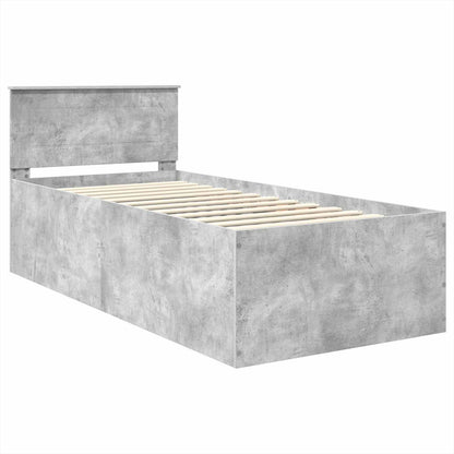 Struttura del letto con testiera Grigio cemento 90 x 190 cm
