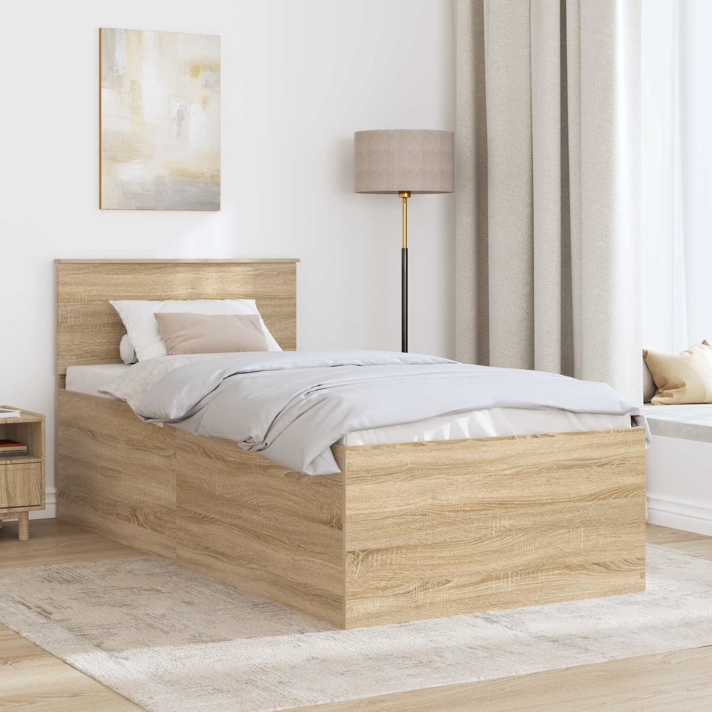 Struttura del letto Rovere Sonoma 90 x 200 cm Legno multistrato