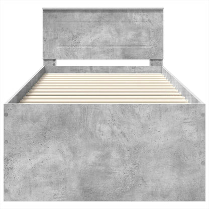 Struttura del letto con testiera Grigio cemento 75 x 190 cm