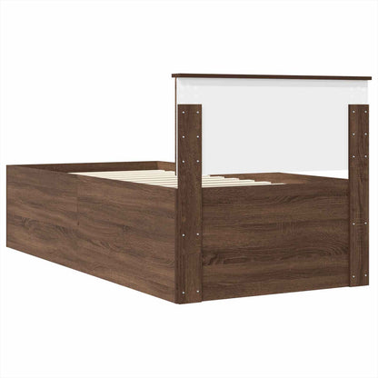 Struttura del letto con testiera Rovere Marrone 75 x 190 cm