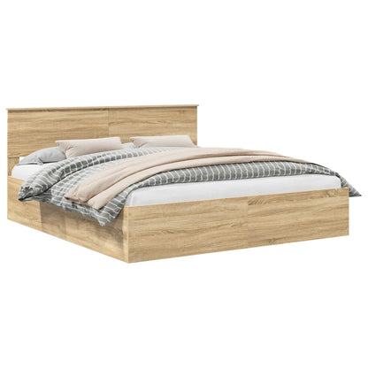 Struttura del letto con testiera Rovere Sonoma 200 x 200 cm