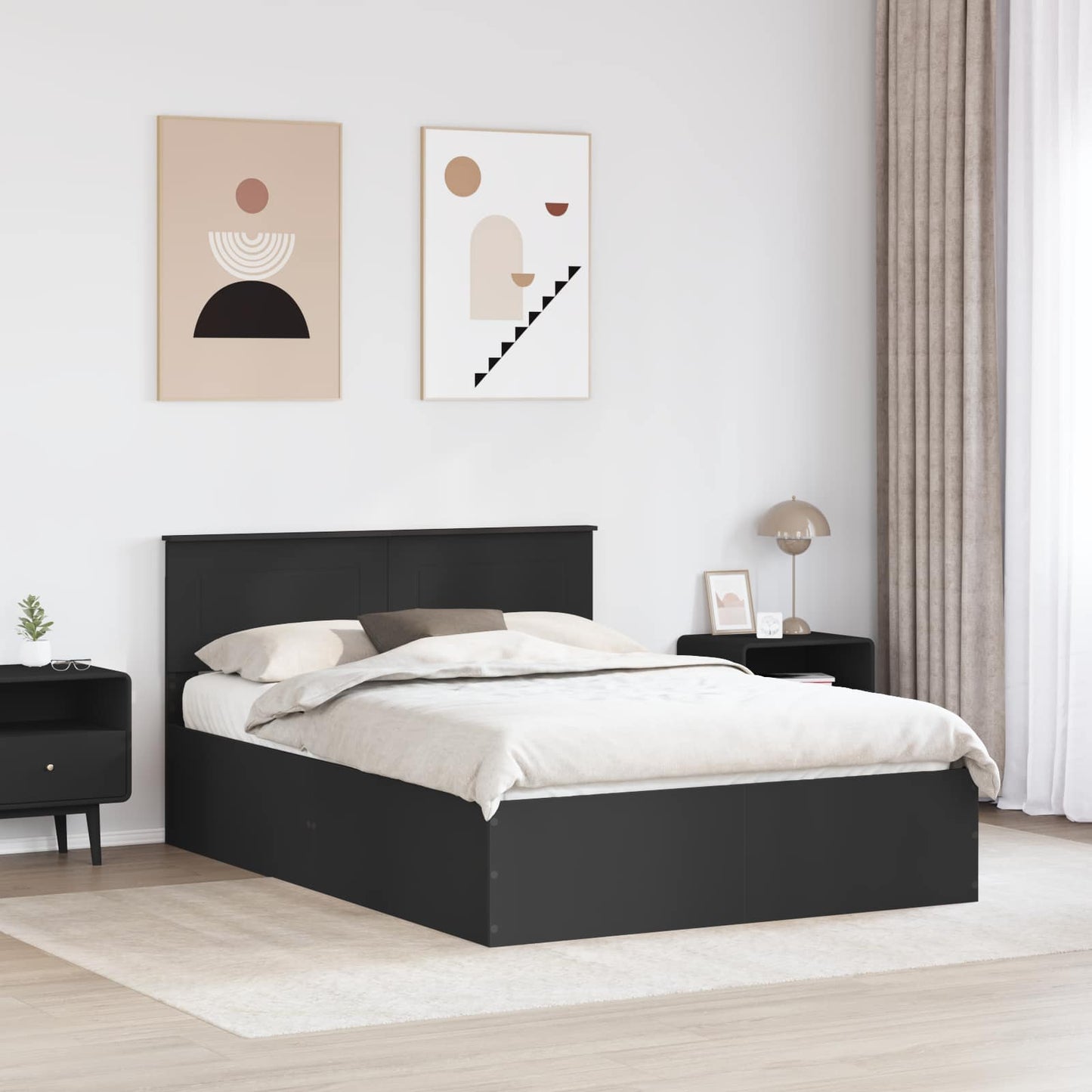 Struttura del letto Nero 150 x 200 cm Legno multistrato | homemem39