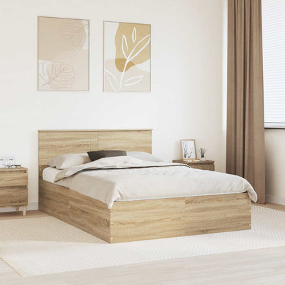 Struttura del letto con testiera Rovere Sonoma 150 x 200 cm | homemem39
