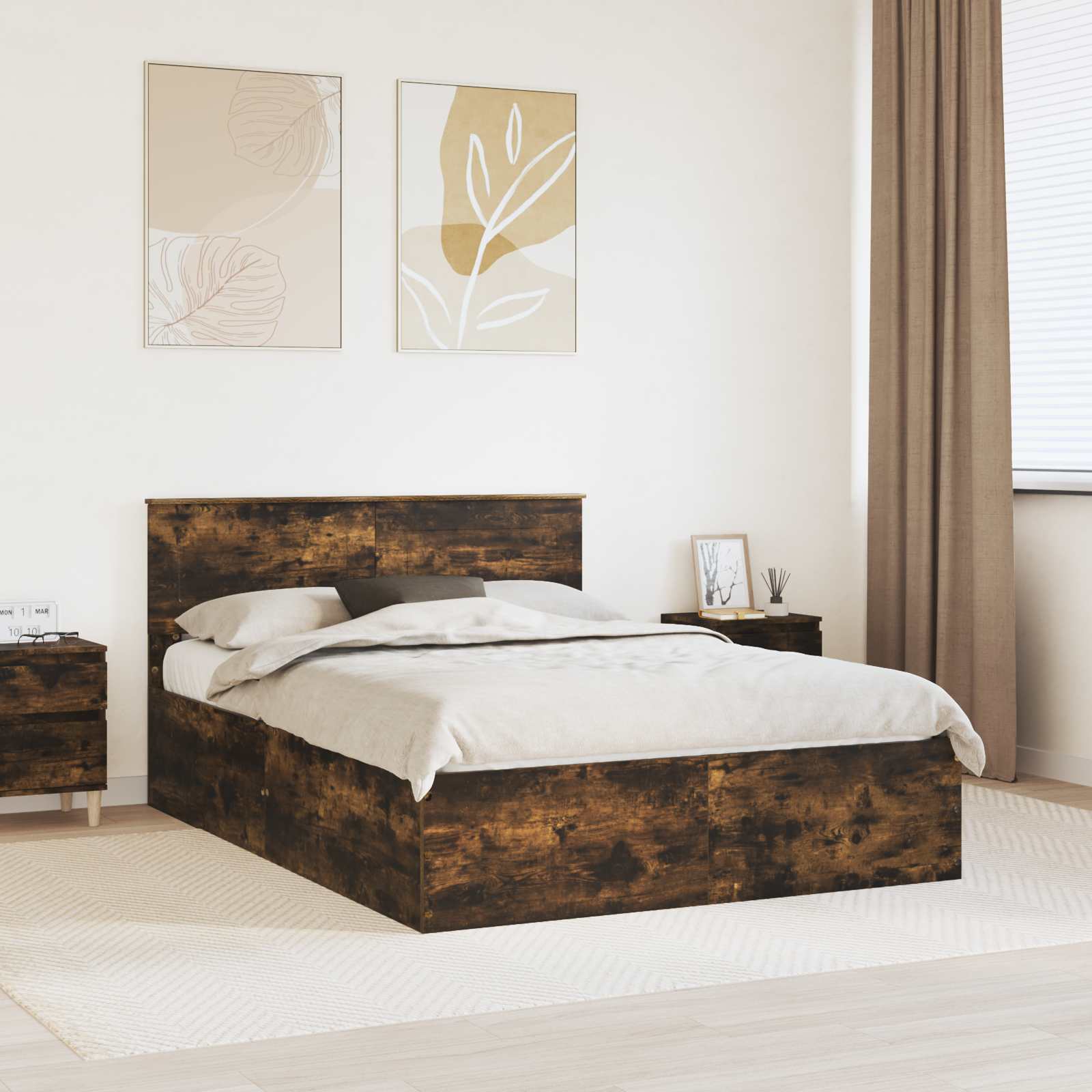 Struttura del letto Rovere fumé 150 x 200 cm Legno multistrato | homemem39