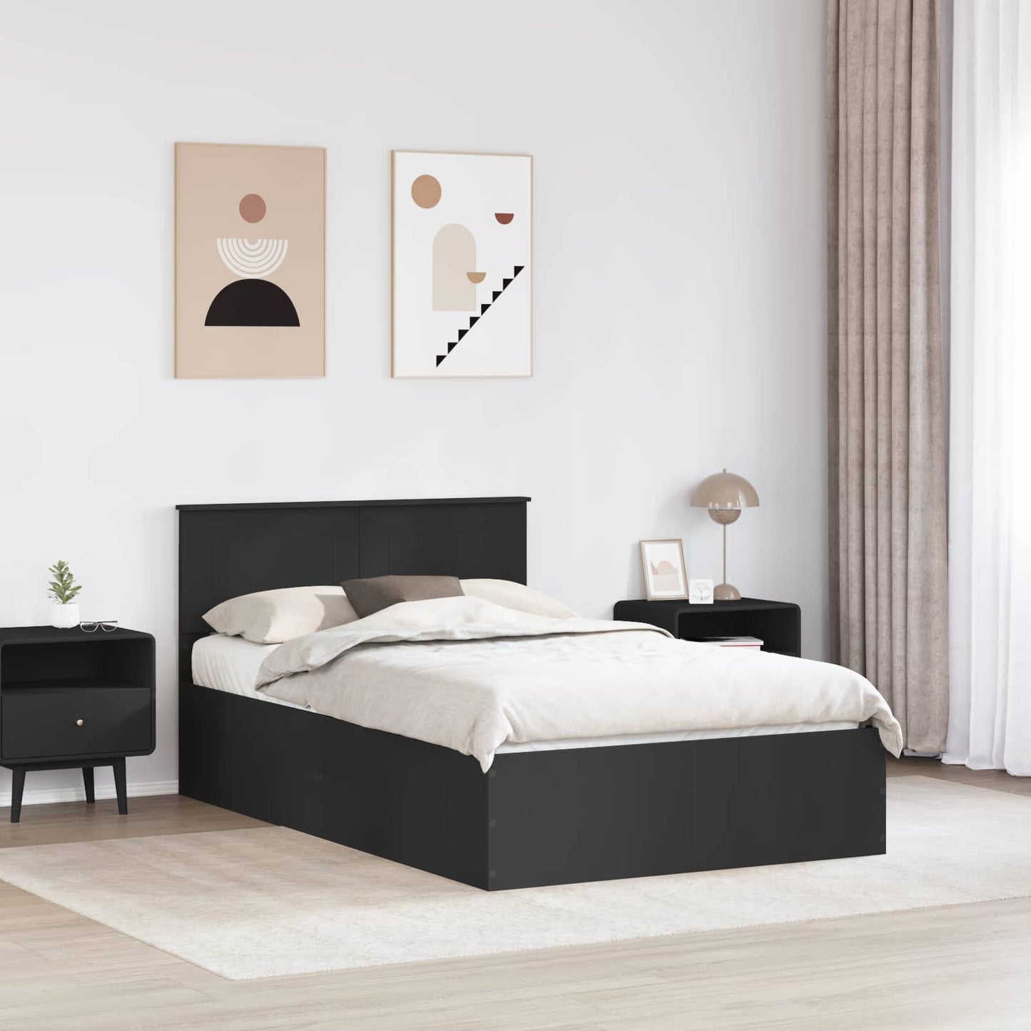 Struttura del letto Nero 135 x 190 cm Legno multistrato