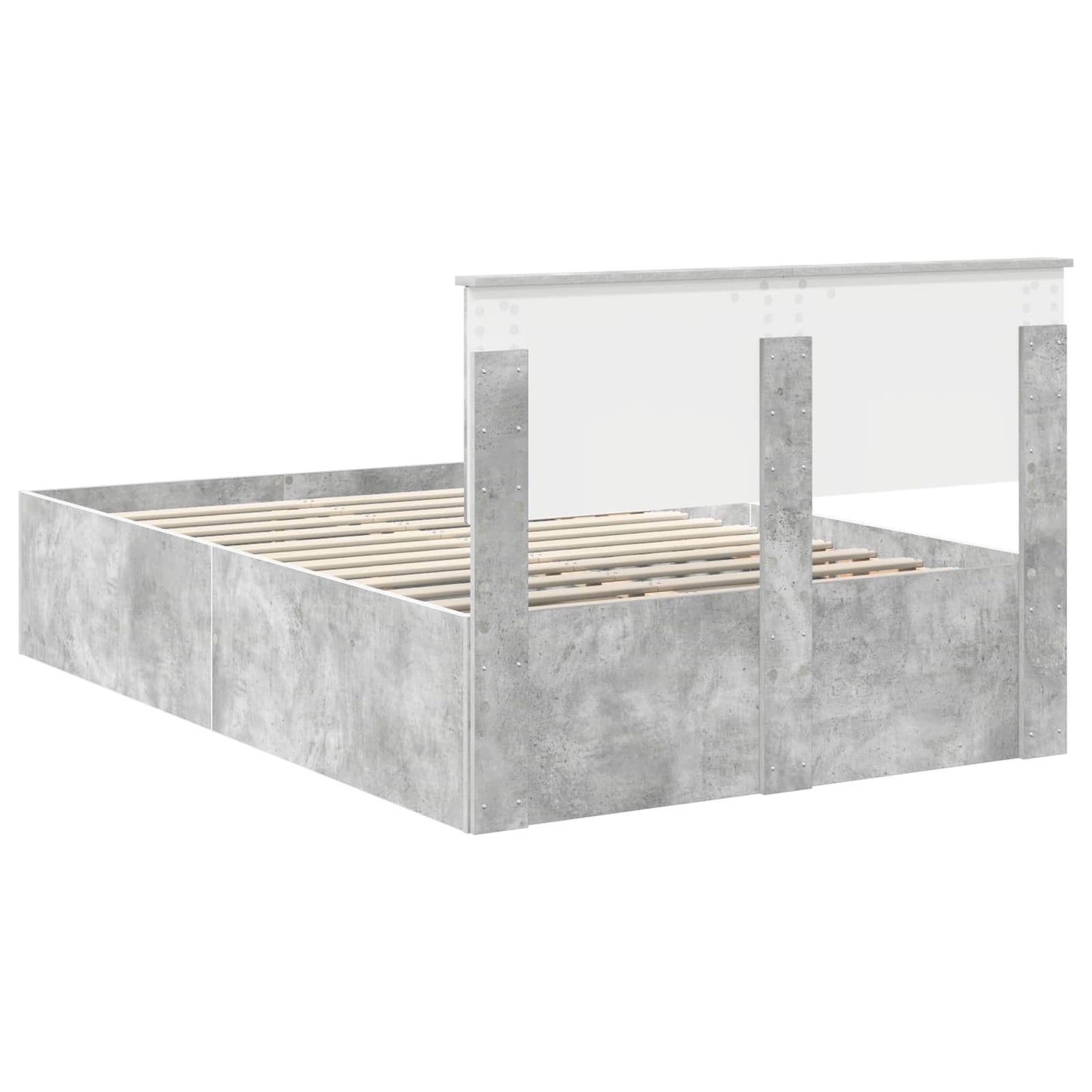 Struttura del letto con testiera Grigio cemento 135 x 190 cm