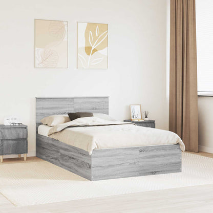 Struttura del letto con testiera Grigio Sonoma 135 x 190 cm