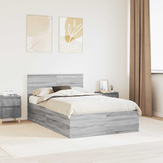 Struttura del letto con testiera Grigio Sonoma 135 x 190 cm