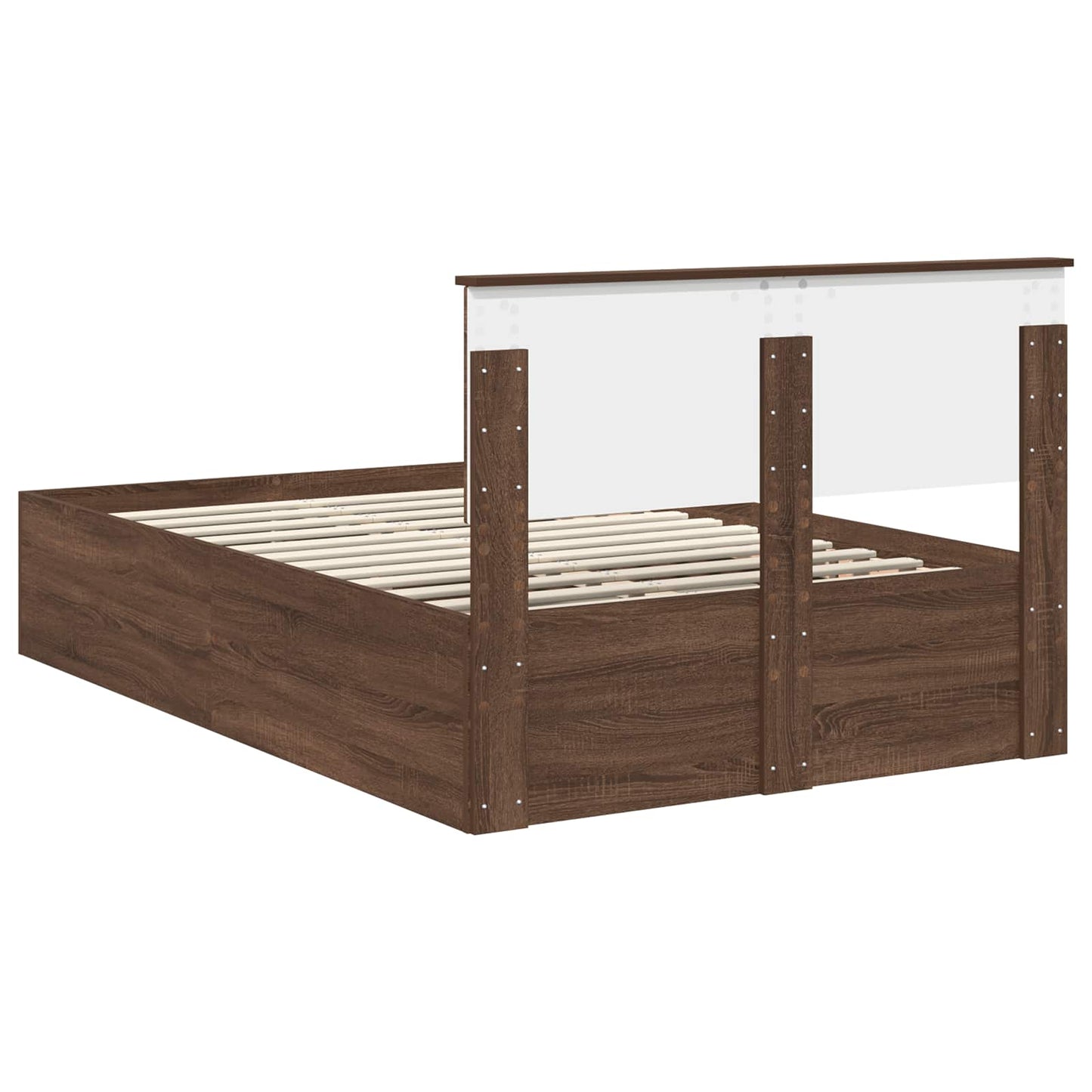 Struttura del letto con testiera Rovere Marrone 135 x 190 cm