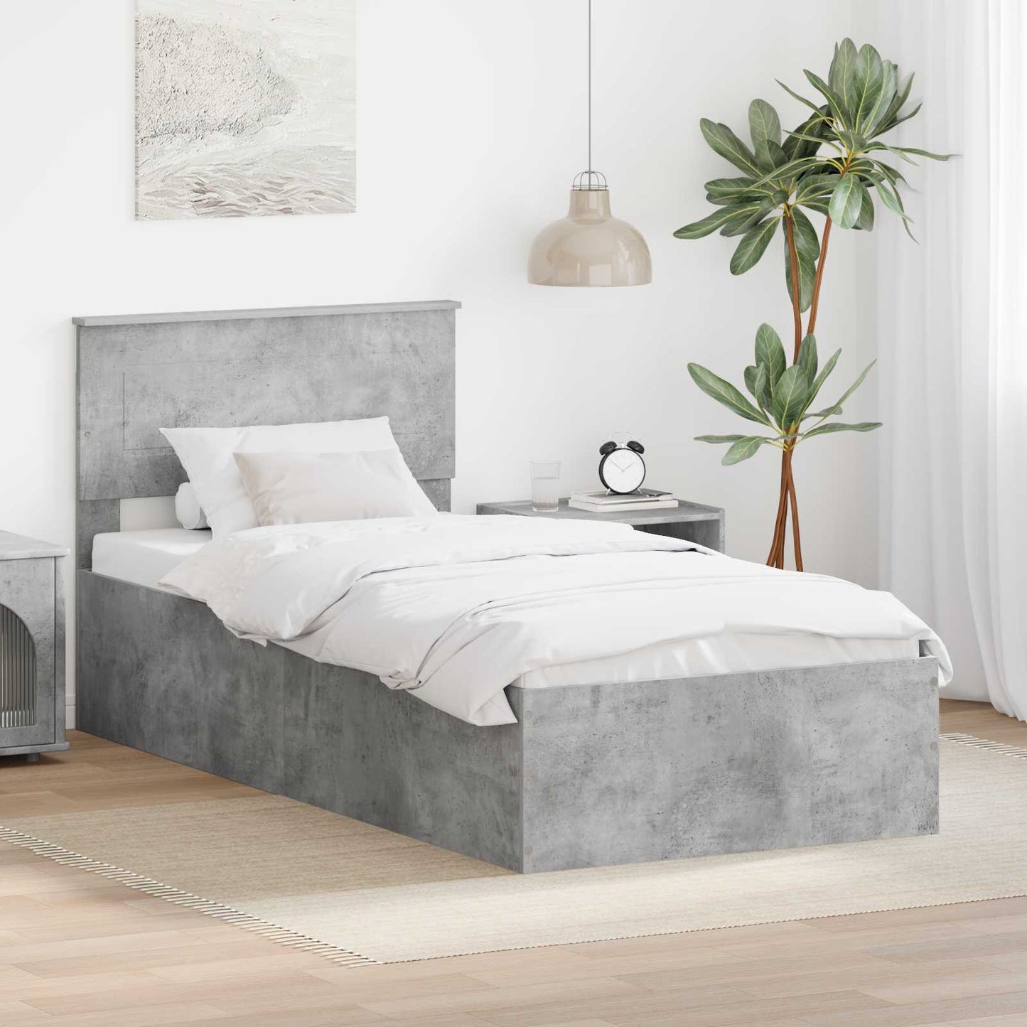 Struttura del letto con testiera Grigio cemento 100 x 200 cm