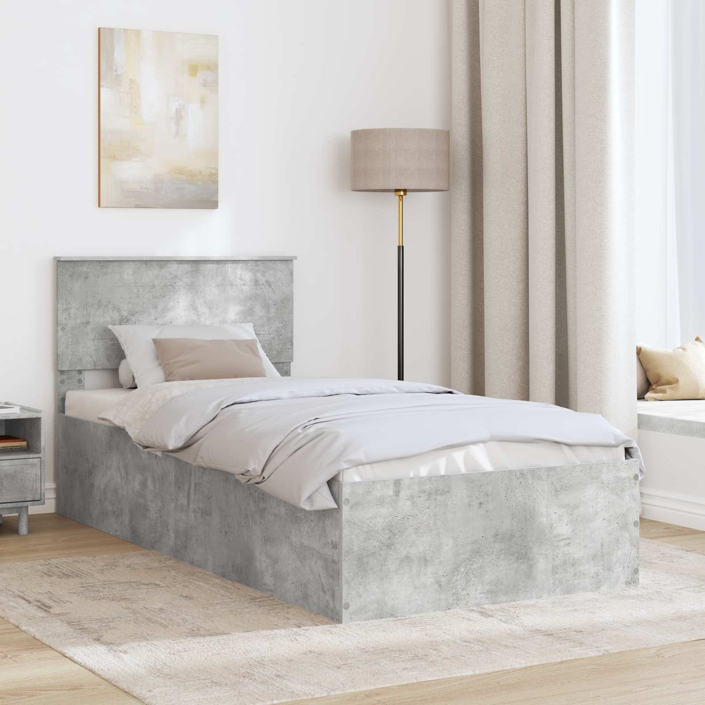 Struttura del letto con testiera Grigio cemento 100 x 200 cm