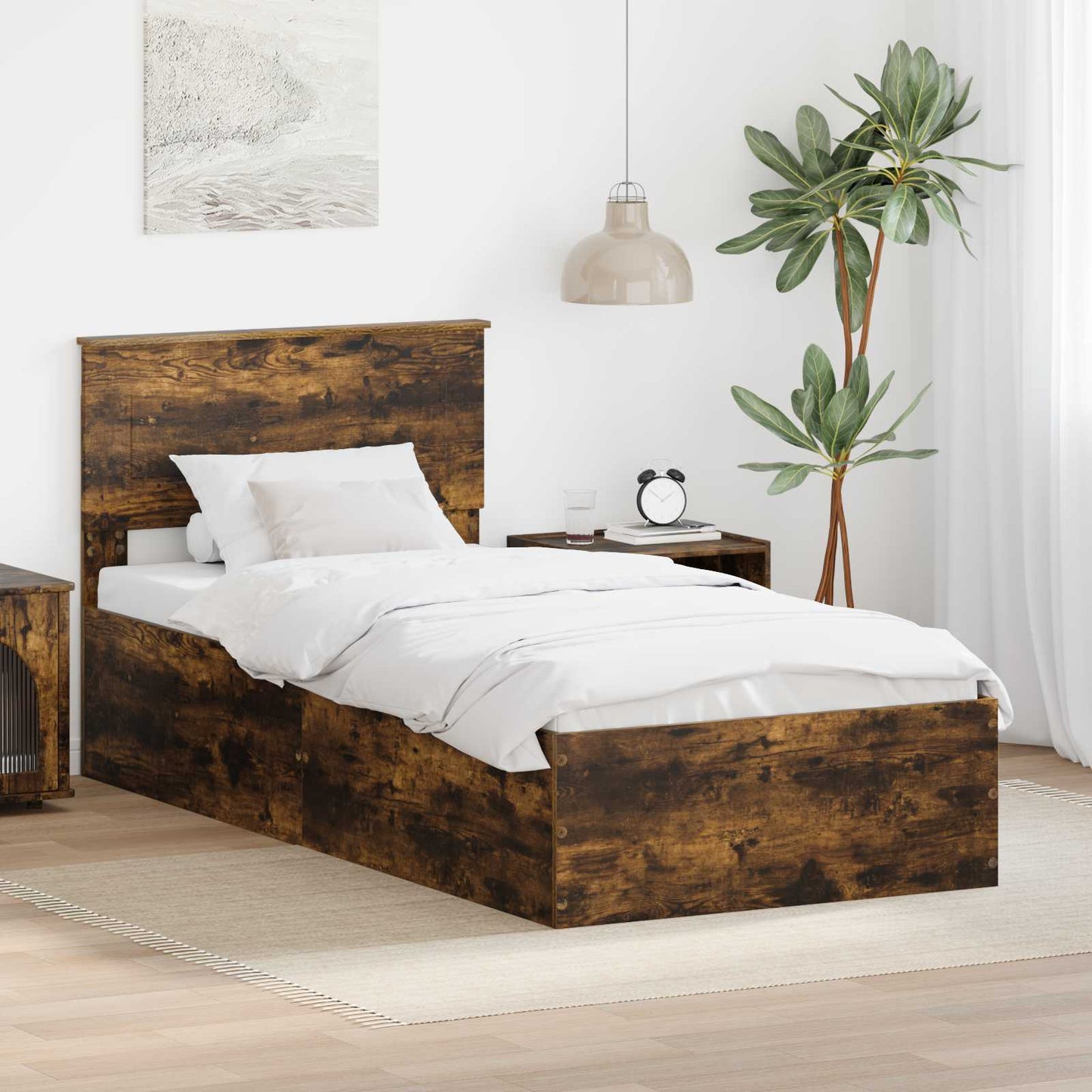 Struttura del letto Rovere fumé 75 x 190 cm Legno multistrato