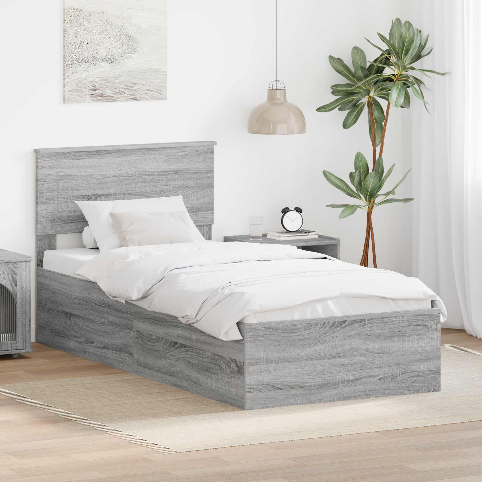 Struttura del letto Grigio Sonoma 75 x 190 cm Legno multistrato | homemem39