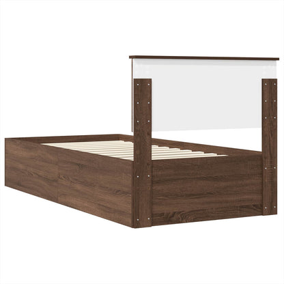 Struttura del letto con testiera Rovere Marrone 75 x 190 cm | homemem39