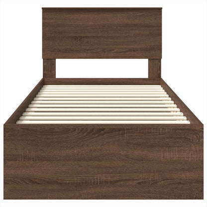Struttura del letto con testiera Rovere Marrone 75 x 190 cm | homemem39
