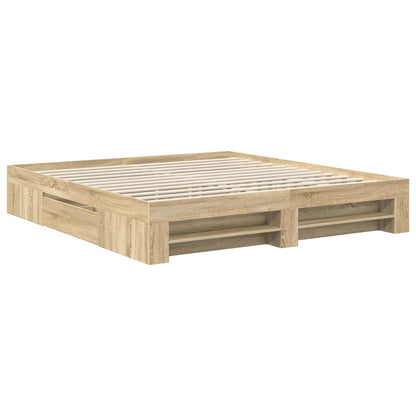 Struttura del letto con testiera Rovere Sonoma 200 x 200 cm