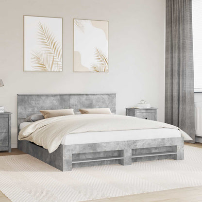 Struttura del letto con testiera Grigio cemento 200 x 200 cm