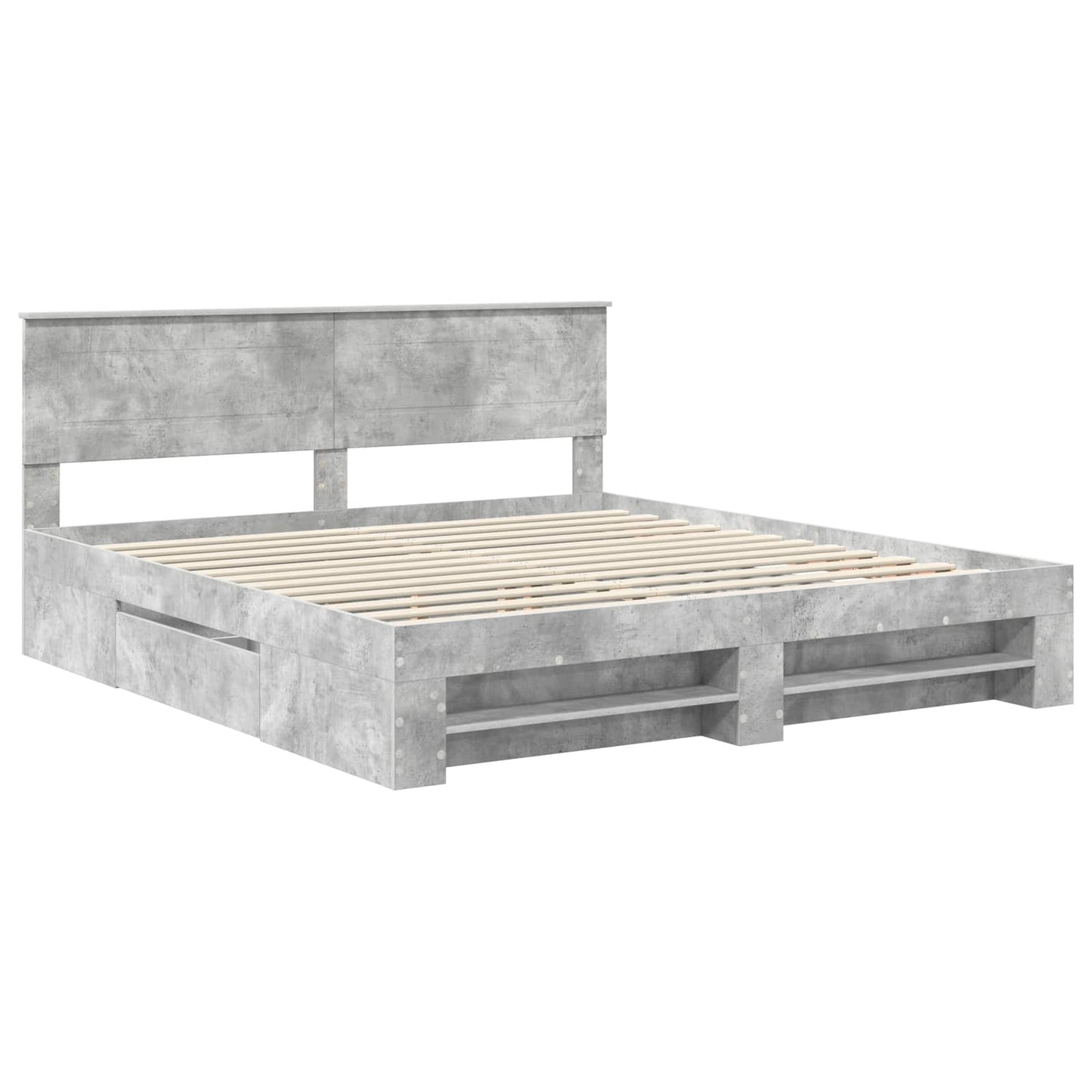 Struttura del letto con testiera Grigio cemento 200 x 200 cm | homemem39