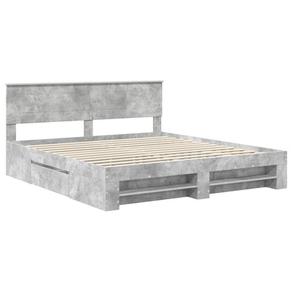 Struttura del letto con testiera Grigio cemento 200 x 200 cm | homemem39