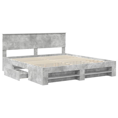 Struttura del letto con testiera Grigio cemento 200 x 200 cm | homemem39