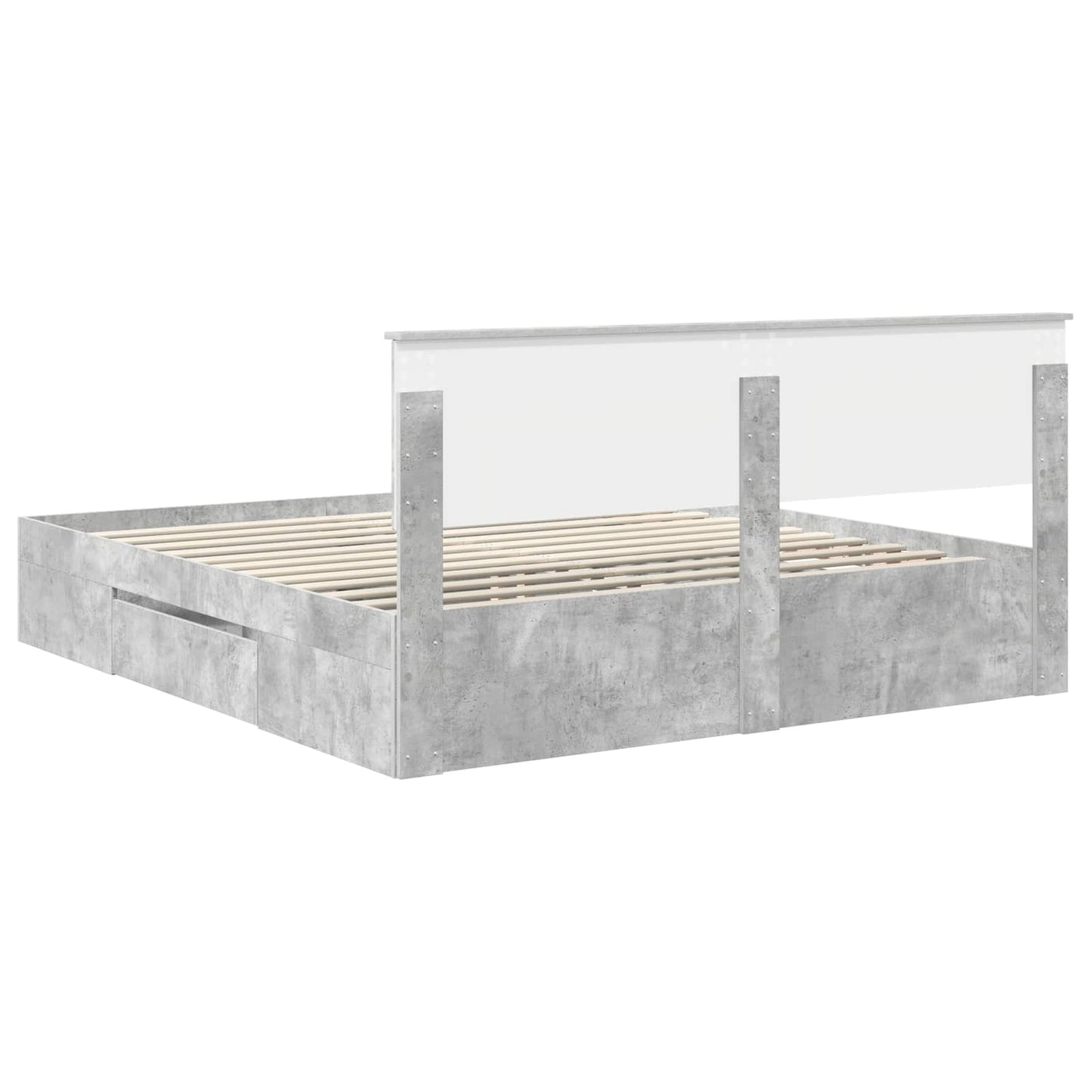 Struttura del letto con testiera Grigio cemento 200 x 200 cm | homemem39