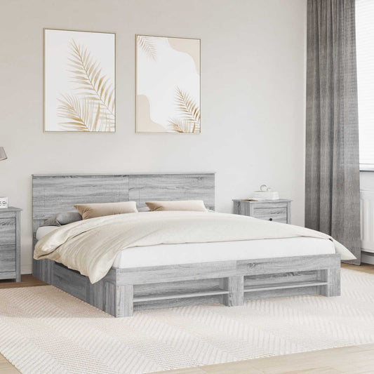 Struttura del letto con testiera Grigio Sonoma 180 x 200 cm
