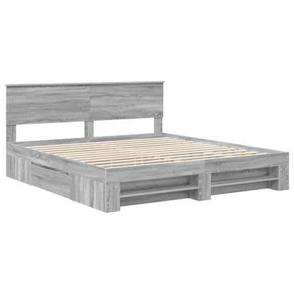 Struttura del letto con testiera Grigio Sonoma 180 x 200 cm | homemem39