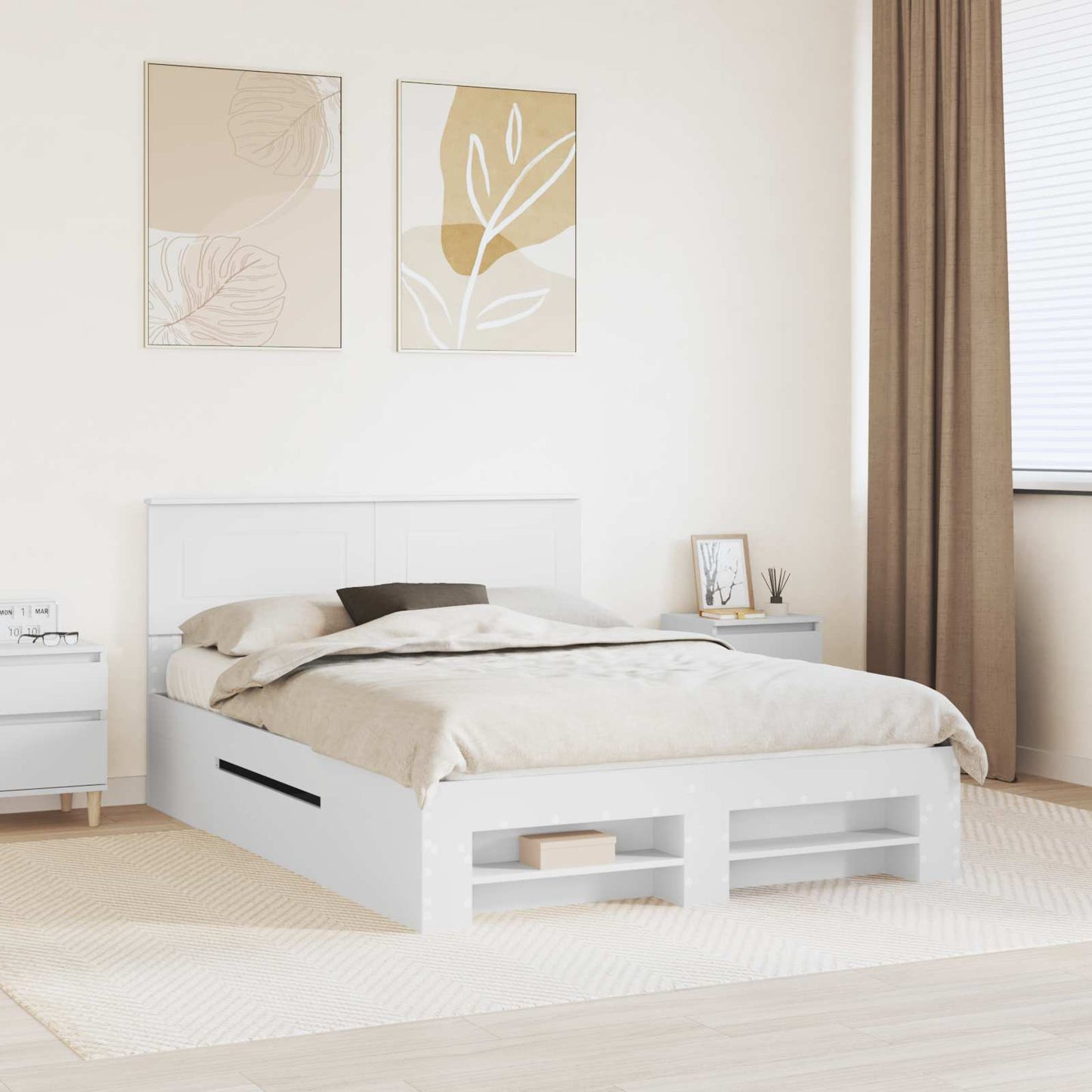 Struttura del letto Bianco 160 x 200 cm Legno multistrato