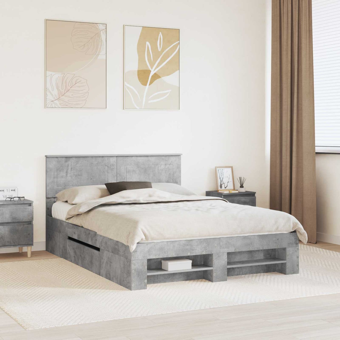 Struttura del letto con testiera Grigio cemento 160 x 200 cm | homemem39