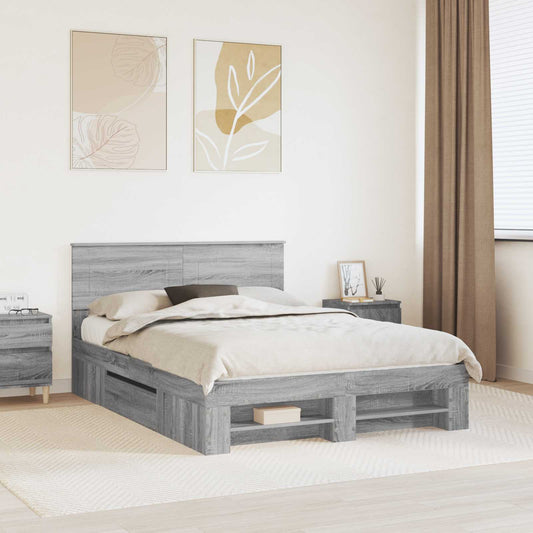 Struttura del letto con testiera Grigio Sonoma 160 x 200 cm