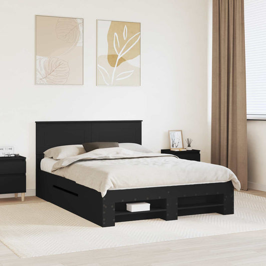 Struttura del letto Nero 150 x 200 cm Legno multistrato